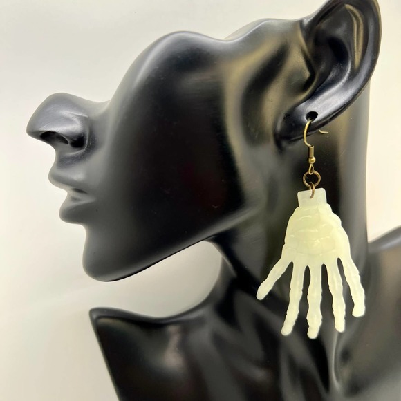Skeleton Earrings - Glow In The Dark Skeleton Hand Earrings - Halloween Earrings - Picture 9 of 10